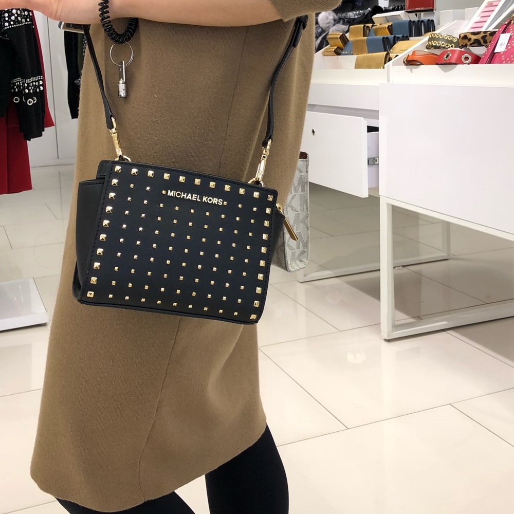 Michael Kors Selma Mini Leather Studded Crossbody - Picture 7 of 7